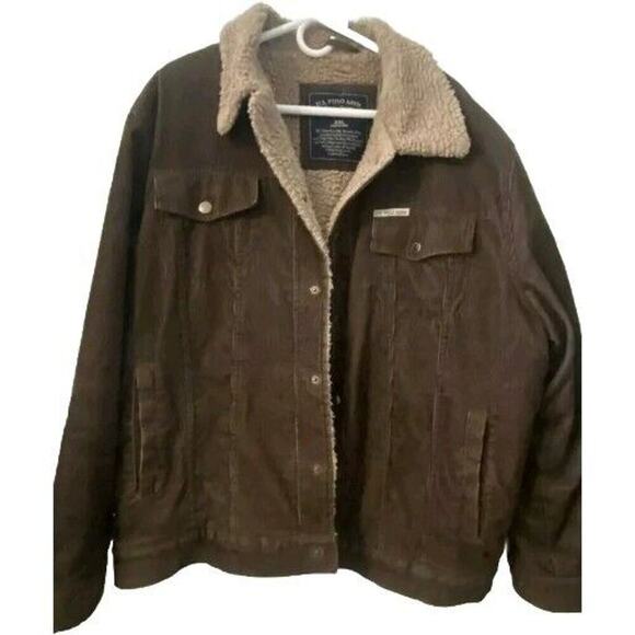 Vintage U.S Polo Assn Brown Corduroy Trucker Jacket Sherpa Lined Size XXL - Picture 2 of 7